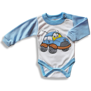 BABY´S WEAR Detské body – AUTO, modro-biele veľkosť: 80