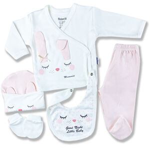 Miniworld 5dielna kojenecká súprava–Darčekové balenie,Spinkajúci zajačik veľkosť: 56-62