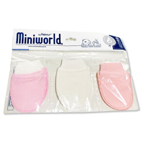 Miniworld Rukavičky pre bábätká- trojbalenie, dievčenské, mix farieb