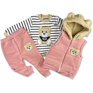 Hippil baby 3dielny detský set - TEDDY, ružový veľkosť: 80 (9-12m)