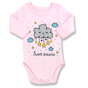 LULLABY Detské body - Sweet dreams, ružové veľkosť: 1 mesiac