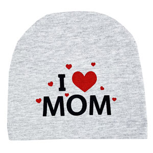 Albimama Detská čiapka - I love Mom, sivý, 0-6m. veľkosť: 0-6m