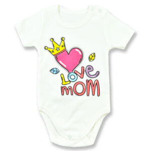 LULLABY Detské body, krátky rukáv - Love Mom veľkosť: 74 (6-9m)