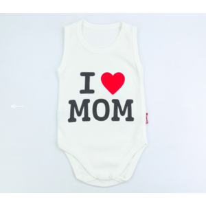 LULLABY Kojenecké tielkové body - I love Mom, biely veľkosť: 12 mesiac