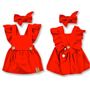 Popshops Dievčenské letné šaty s čelenkou- Lena, červené veľkosť: 1-2 rok