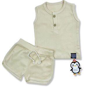 Baby Cool 2dielny letný set s tričkom- Minimal, béžový veľkosť: 80 (9-12m)