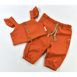 Popshops Dievčenský letný set pre bábätká - Croptop a nohavice, oranžový veľkosť: 1-2 rok