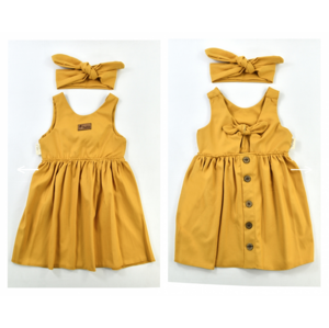 Popshops Dievčenské letné šaty - Regina, horčicové veľkosť: 2-3 rok