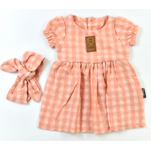 Dievčenské kockované letné šaty - Popshops, ružové veľkosť: 9-12m