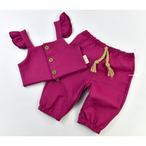 Popshops Dievčenský letný set pre bábätká - Croptop a nohavice, fialový veľkosť: 9 -12m