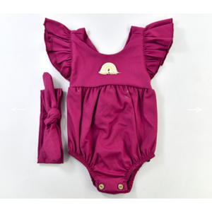 Dievčenské letné body pre bábätká s čelenkou- Popshops, fialové veľkosť: 9-12m