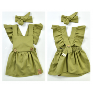 Popshops Dievčenské letné šaty - Lena, olivové veľkosť: 110 (5rokov)
