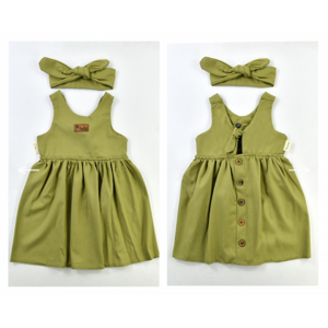 Popshops Dievčenské letné šaty - Regina, olivové veľkosť: 110 (5rokov)