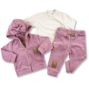 Popshops 3dielny dievčenský set na chladnejšie dni- Love, staroružový veľkosť: 3-6 mes.