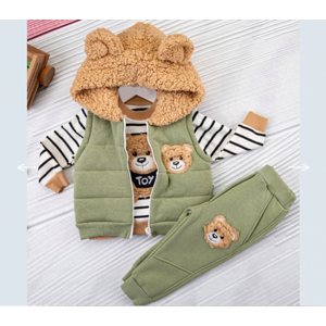 Hippil baby 3dielny detský set - TEDDY, olivovozelený veľkosť: 98-104