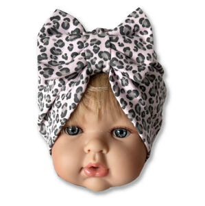 KAYRA baby Detská turbánová čiapka- Leopard, ružová veľkosť: 0-6m