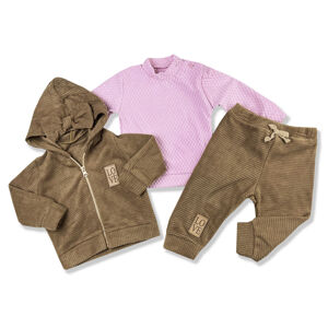 Popshops 3dielny dievčenský set - Love, hnedý veľkosť: 80 (9-12m)