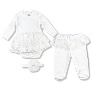 Miniborn baby 2dielny komplet na krst- Jasmine, biely veľkosť: 56-62