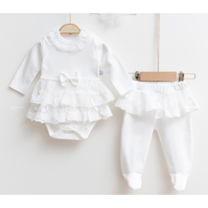 Miniborn baby 2dielny komplet na krst- Jasmine, biely veľkosť: 0-3 mes.