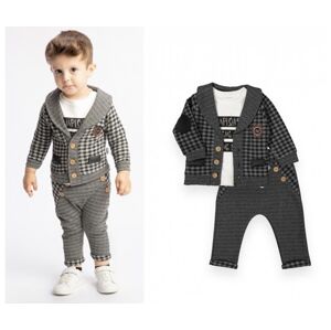 White Baby Collection 3dielny detský set - Móda elegant, sivý veľkosť: 80 (9-12m)