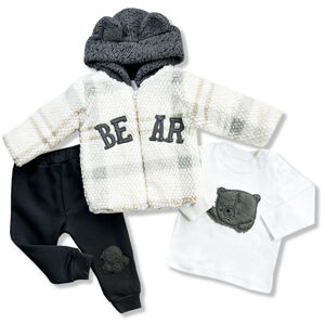 Hippil baby (oblečenie s MALOU VADOU) - 3dielny teplý detský set - Macko veľkosť: 74