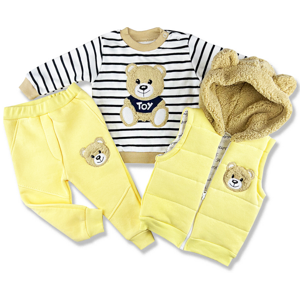 Hippil baby (oblečenie s MALOU VADOU) 3dielny detský set - TEDDY,žltý veľkosť: 74