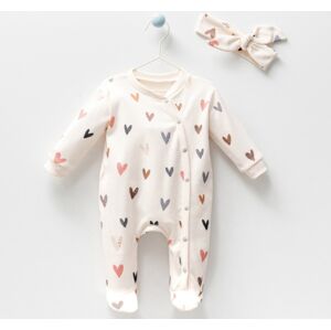 Esya Baby 2dielny set, dupačky a čelenka- Srdiečka veľkosť: 56 (0-2m)