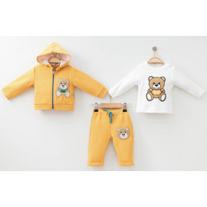 Max 3dielny set pre bábätká- Macko, horčicový veľkosť: 92 (18-24m)