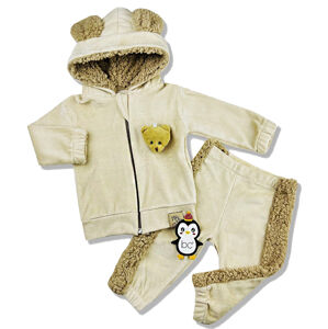 Baby Cool (oblečenie s MALOU VADOU)2dielny teplý set- Macko cool, béžový veľkosť: 68 (4-6m)
