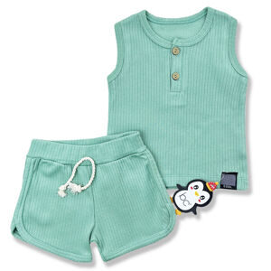 Baby Cool (oblečenie s MALOU VADOU)2dielny  letný set s tričkom- Minimal, mentolový veľkosť: 74 (6-9m)