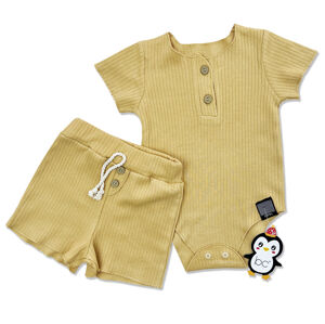 Baby Cool (oblečenie s MALOU VADOU)2dielny letný set pre bábätká- Minimal, horčicový veľkosť: 80 (9-12m)