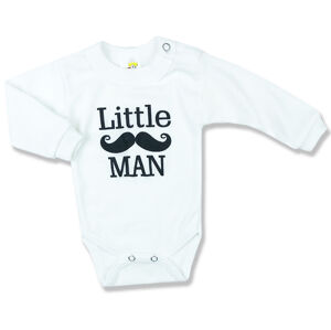 BABY´S WEAR Detské body - Little Man, biele veľkosť: 80