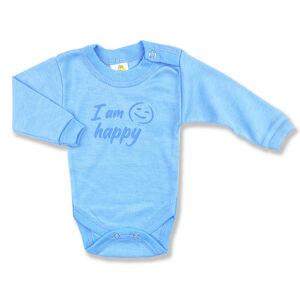 BABY´S WEAR Detské body - I am Happy, modré veľkosť: 68