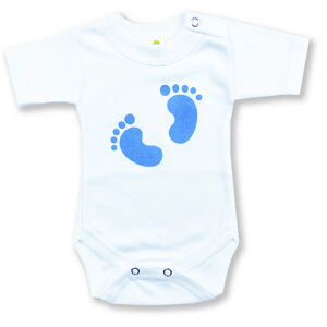BABY´S WEAR Kojenecké body - krátky rukáv, Stopy, biele veľkosť: 98