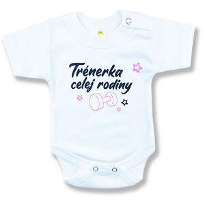 BABY´S WEAR Detské body, krátky rukáv- Trénerka, biele veľkosť: 86