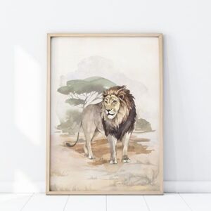 Nástenný safari plagát s motívom leva