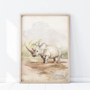 Nástenný safari plagát s motívom nosorožca
